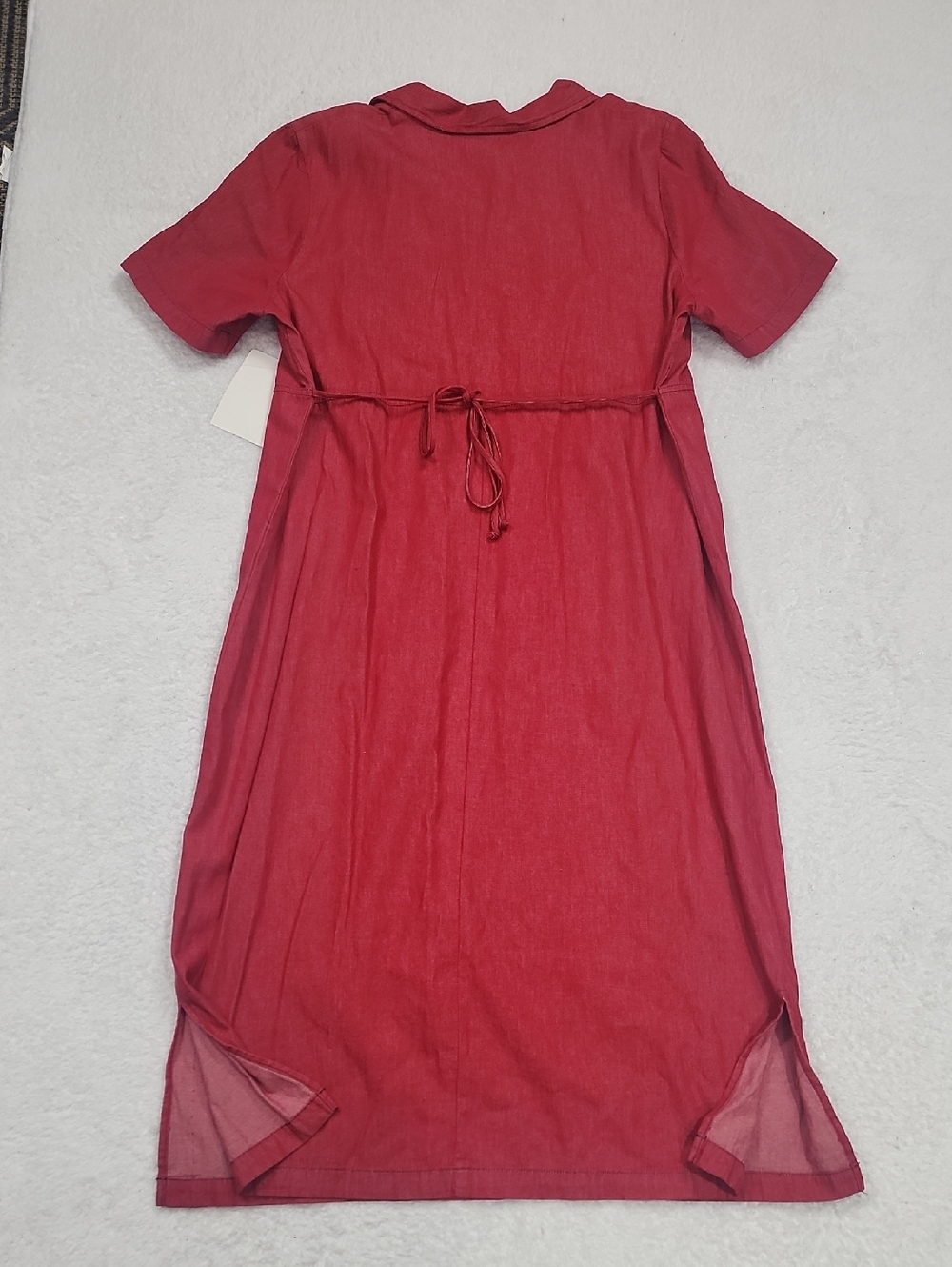 Vintage Teddi Red Denim Darlin Embroidered Short Sleeve Dress Rare Midi NWT - Picture 6 of 9